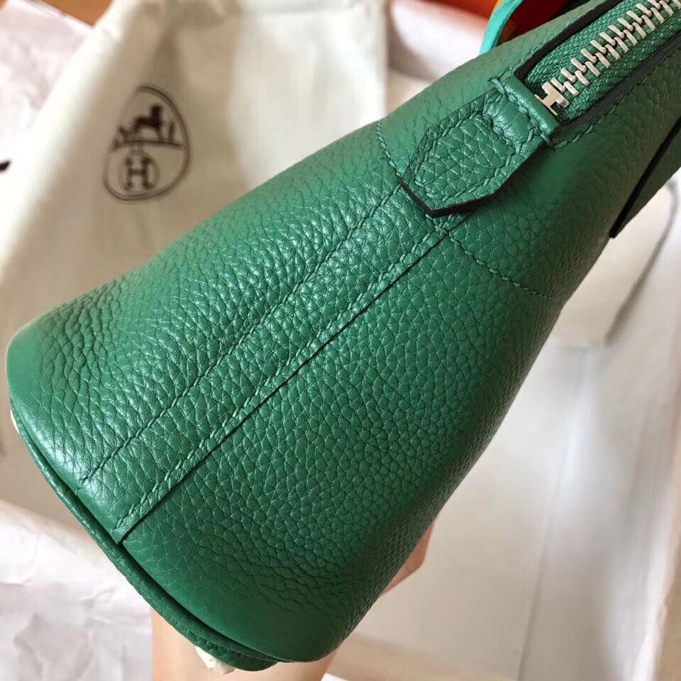 Hermes Bolide 27 Handmade Bag In Vert Vertigo Clemence Leather - Image 6