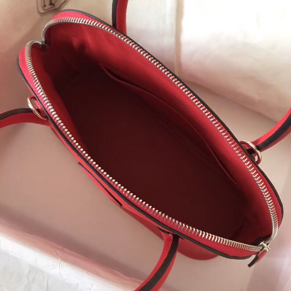 Hermes Bolide 31 Handmade Bag In Red Clemence Leather - Image 8