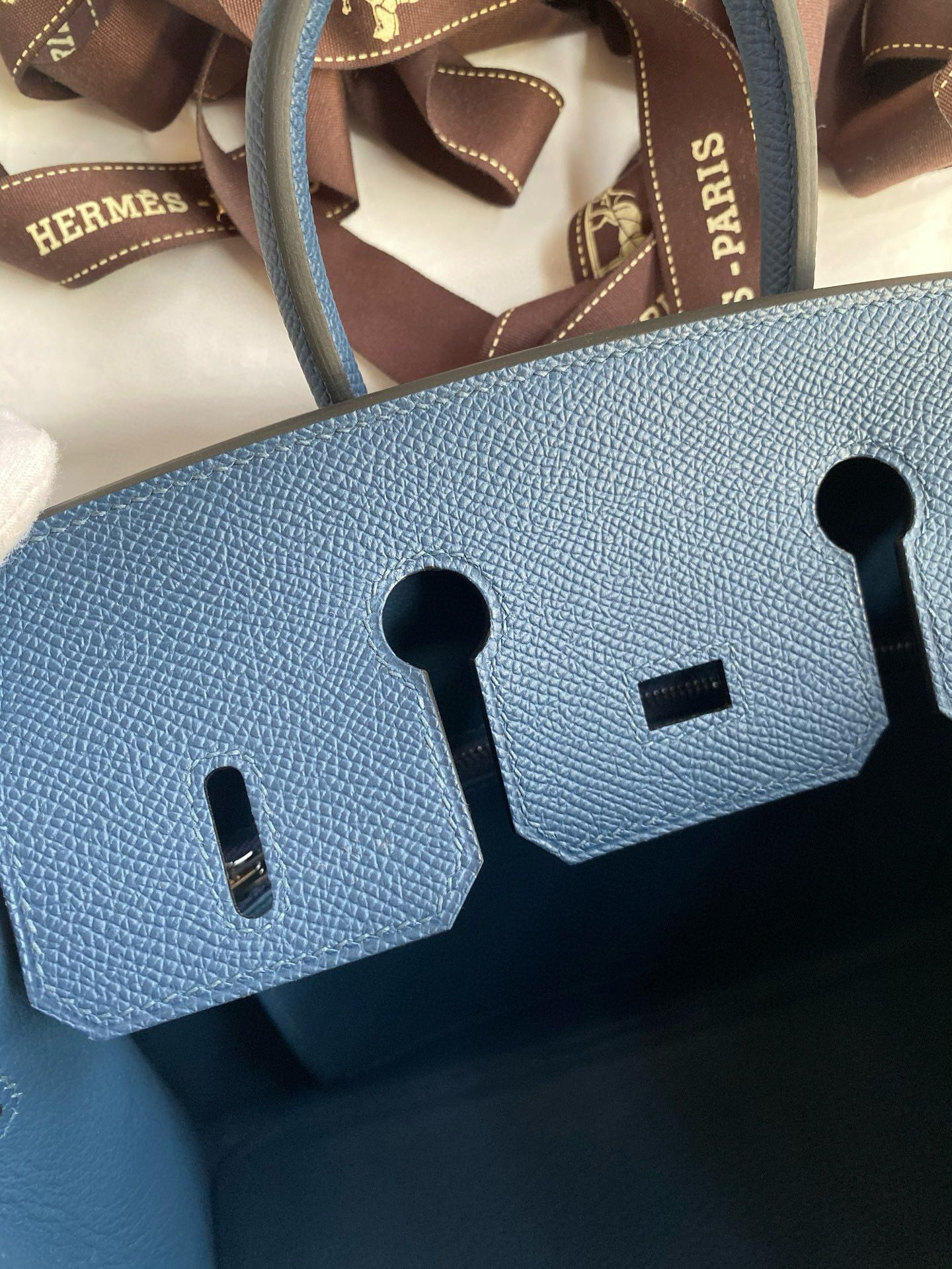 Hermes Birkin 25 Sellier Handmade Bag in Deep Blue Epsom Calfskin - Image 10