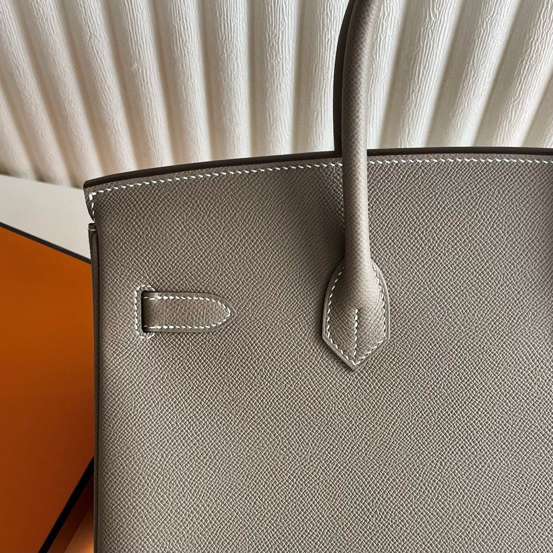 Hermes Birkin 35 Verso Retourne Handmade Bag in Etoupe Epsom Calfskin - Image 7