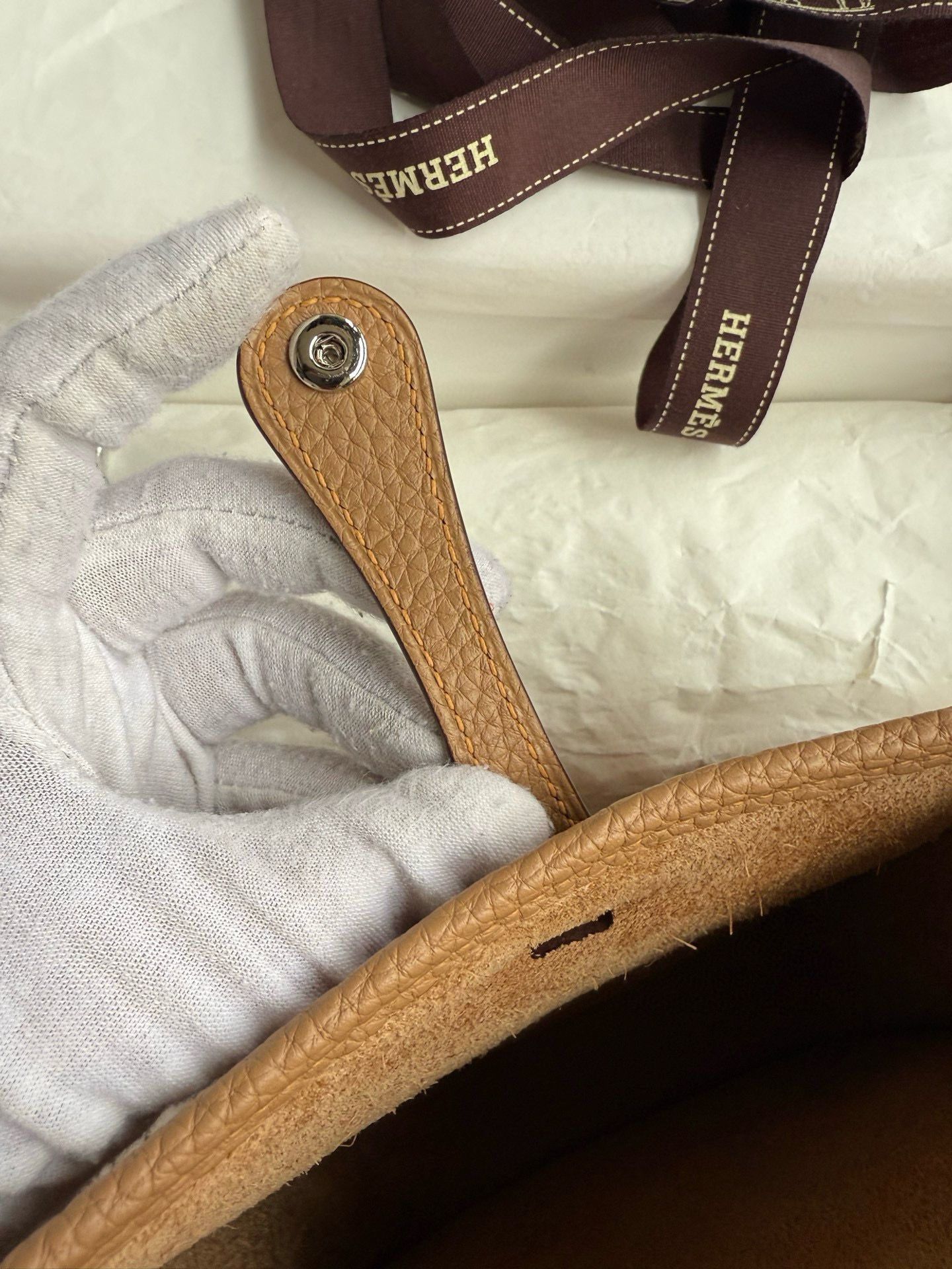 Hermes Evelyne Mini Handmade Bag in Chai Clemence Leather - Image 10