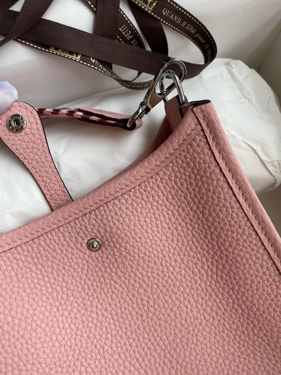Hermes Evelyne Mini Handmade Bag in Pink Clemence Leather - Image 7