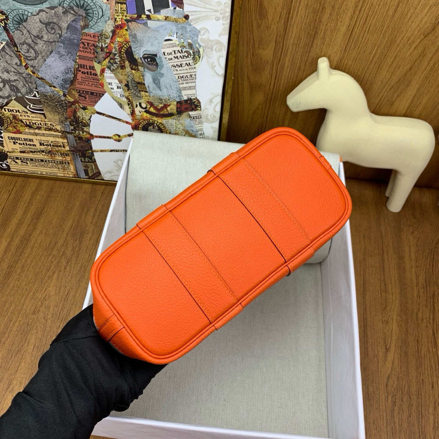 Hermes Neo Garden Party 23 Bag in Canvas and Orange Negonda Calfskin - Image 5