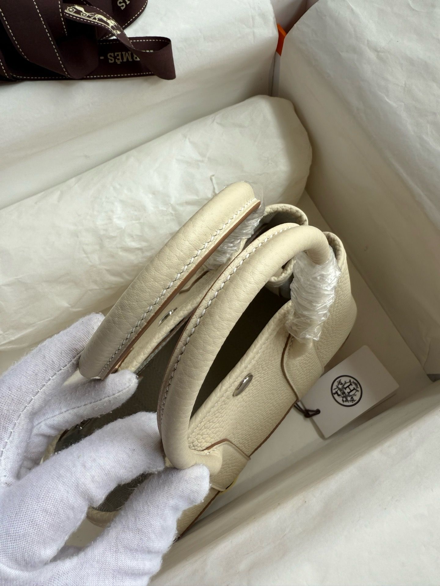 Hermes Neo Garden Party 23 Handmade Bag in Craie Clemence Leather