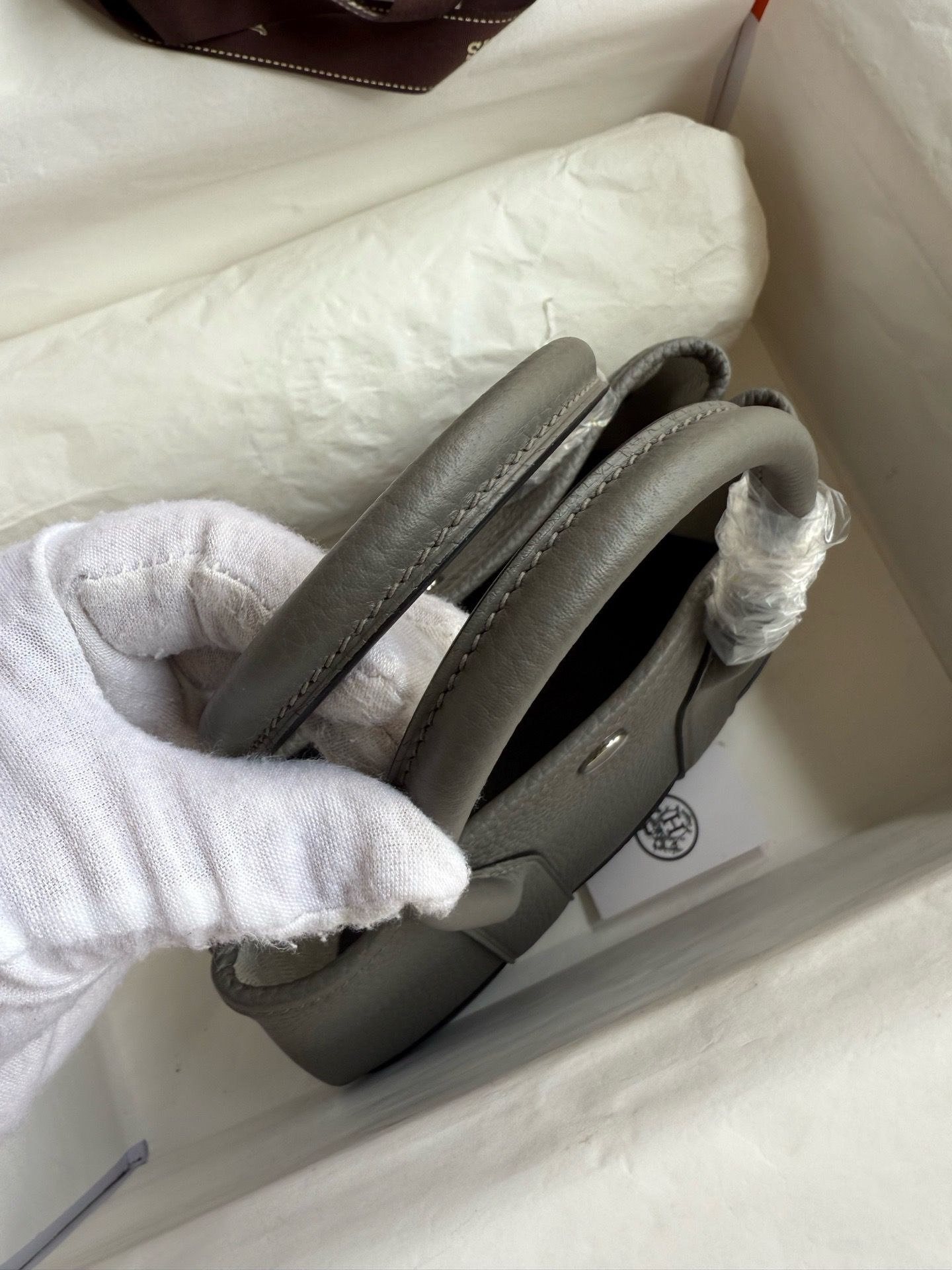 Hermes Neo Garden Party 23 Handmade Bag in Gris Meyer Clemence Leather