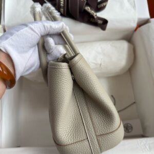 Hermes Neo Garden Party 23 Handmade Bag in Pearl Grey Clemence Leather