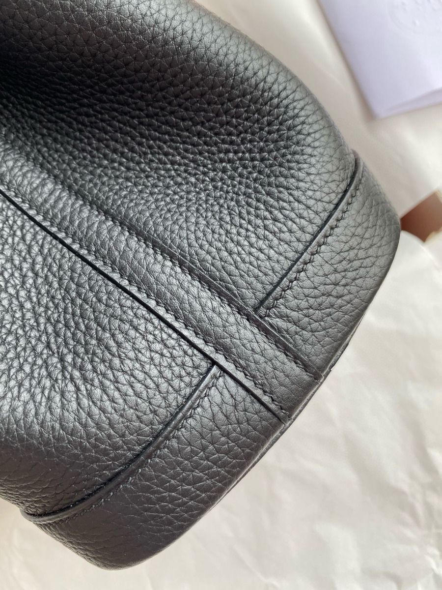 Hermes Garden Party 30 Handmade Bag in Black Clemence Leather - Image 4