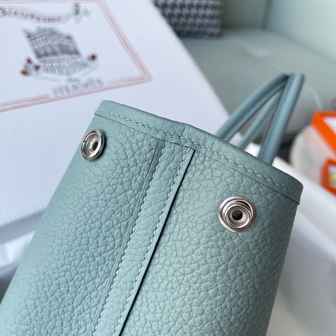 Hermes Garden Party 30 Handmade Bag in Ciel Negonda Leather - Image 8