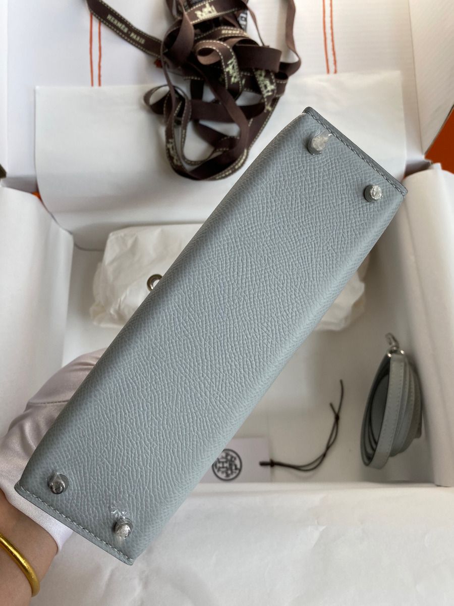 Hermes Kelly Mini II Sellier Handmade Bag In Blue Glacier Epsom Calfskin - Image 4