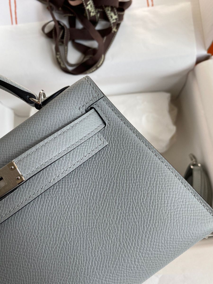 Hermes Kelly Mini II Sellier Handmade Bag In Blue Glacier Epsom Calfskin - Image 5