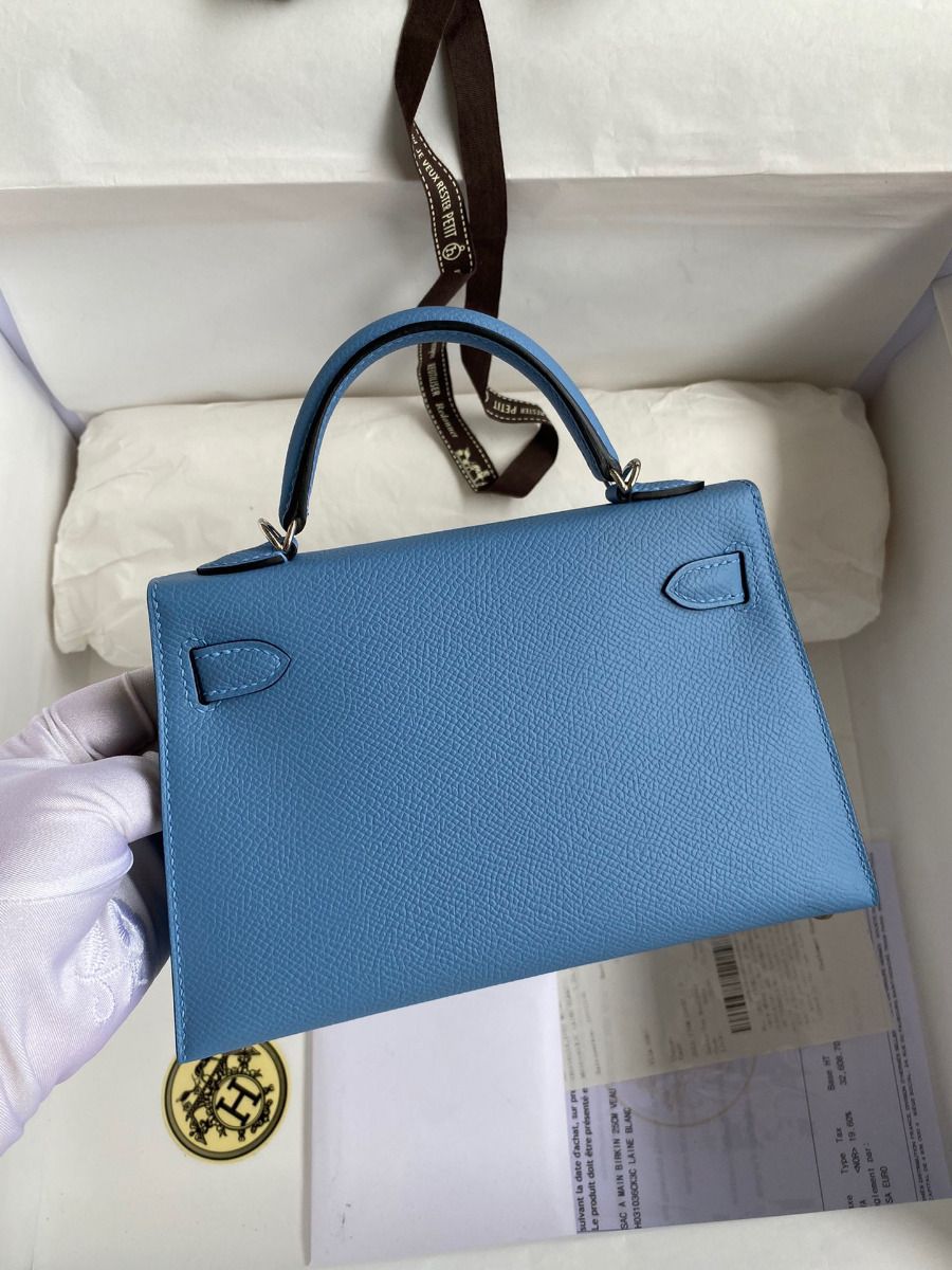 Hermes Kelly Mini II Sellier Handmade Bag In Blue Paradise Epsom Calfskin - Image 3