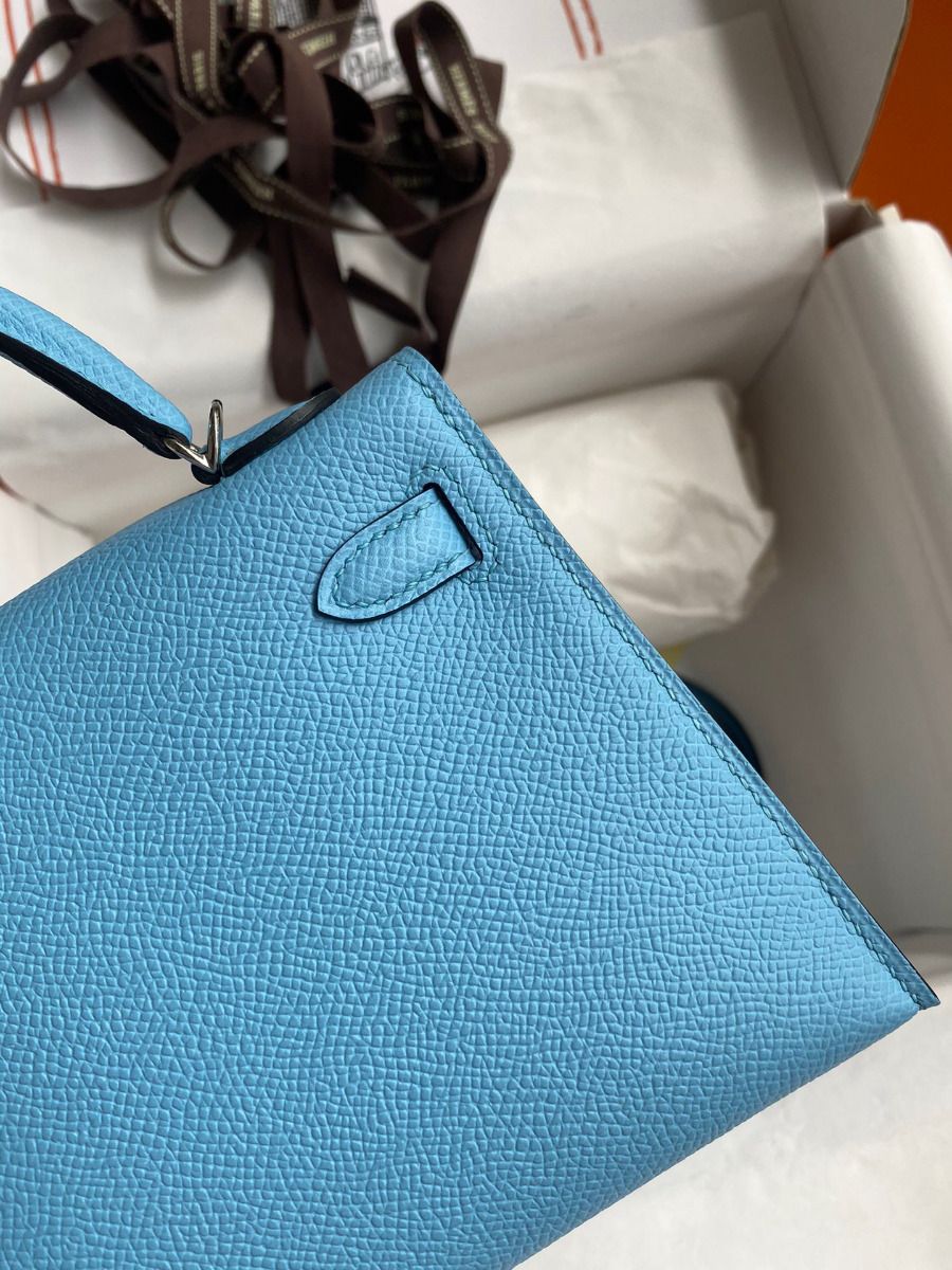 Hermes Kelly Mini II Sellier Handmade Bag In Celeste Epsom Calfskin - Image 6