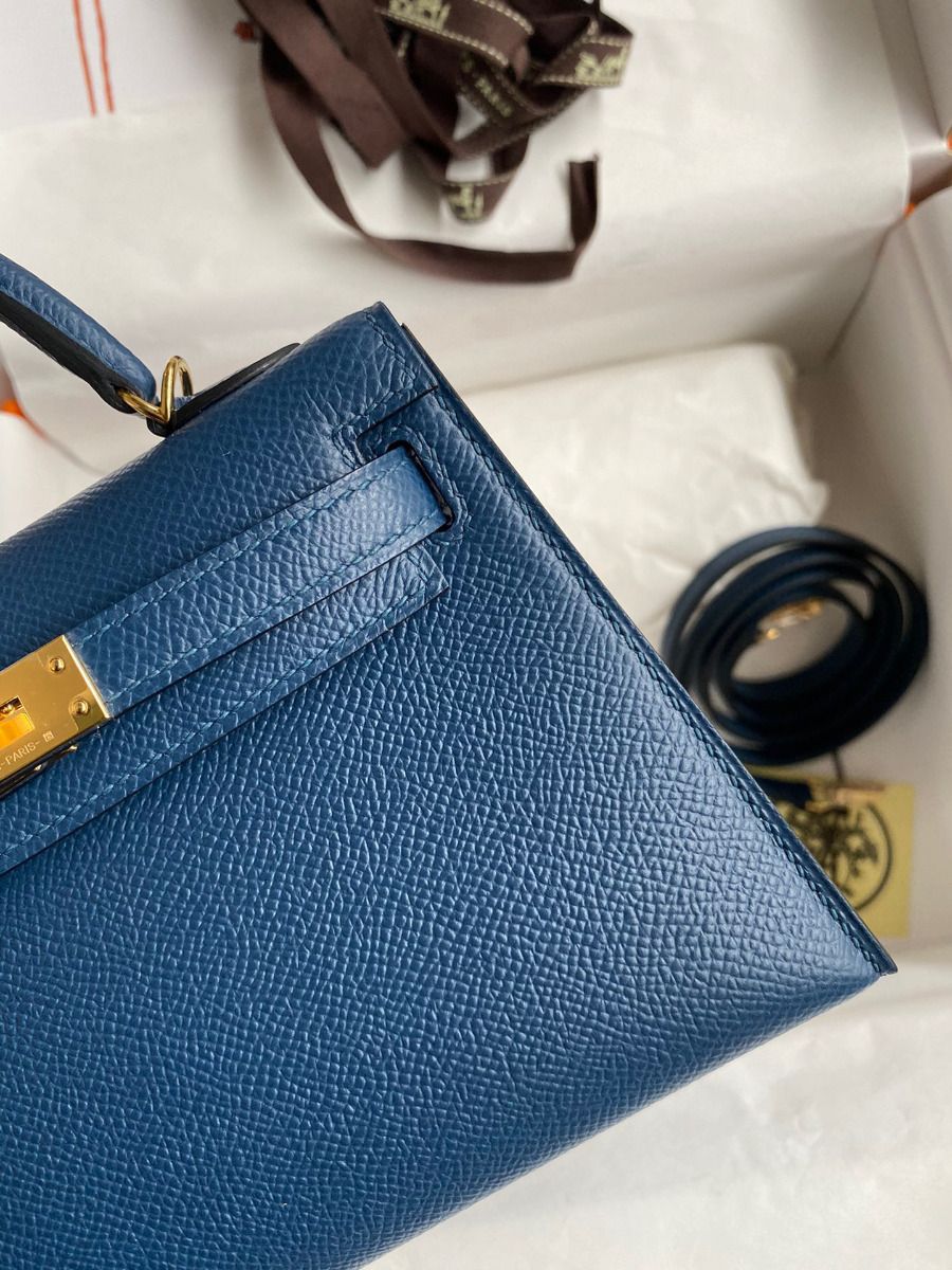 Hermes Kelly Mini II Sellier Handmade Bag In Deep Blue Epsom Calfskin - Image 5