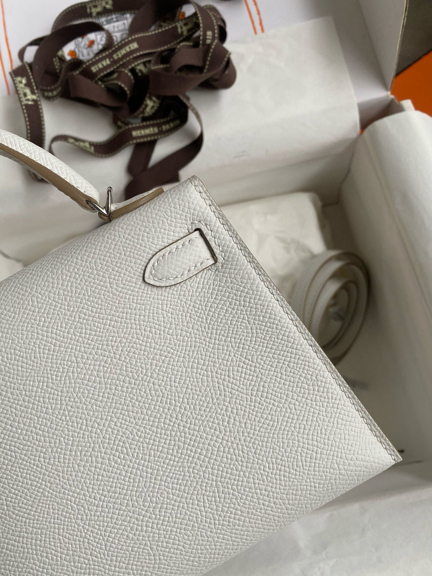 Hermes Kelly Mini II Sellier Handmade Bag In Gris Pale Epsom Calfskin - Image 6