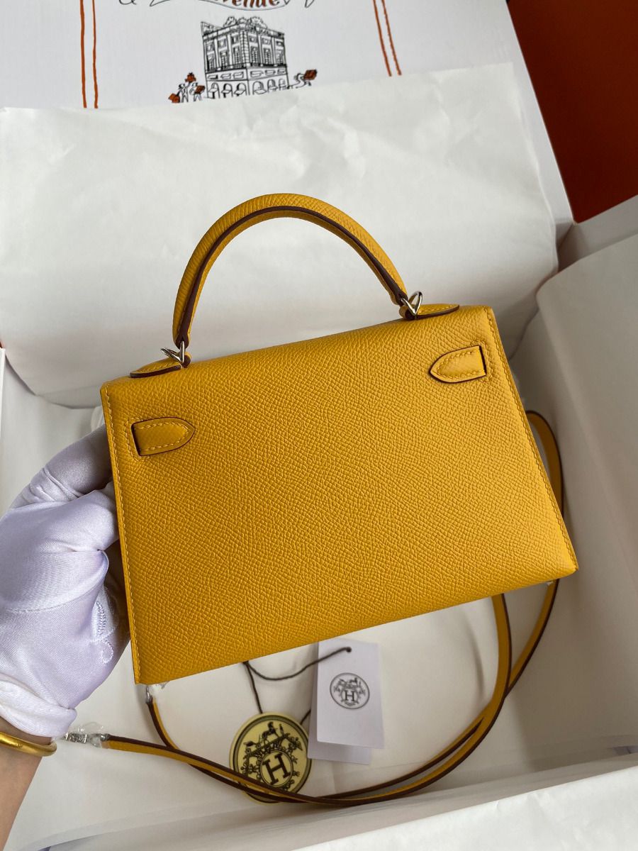 Hermes Kelly Mini II Sellier Handmade Bag In Jaune Ambre Epsom Calfskin - Image 3