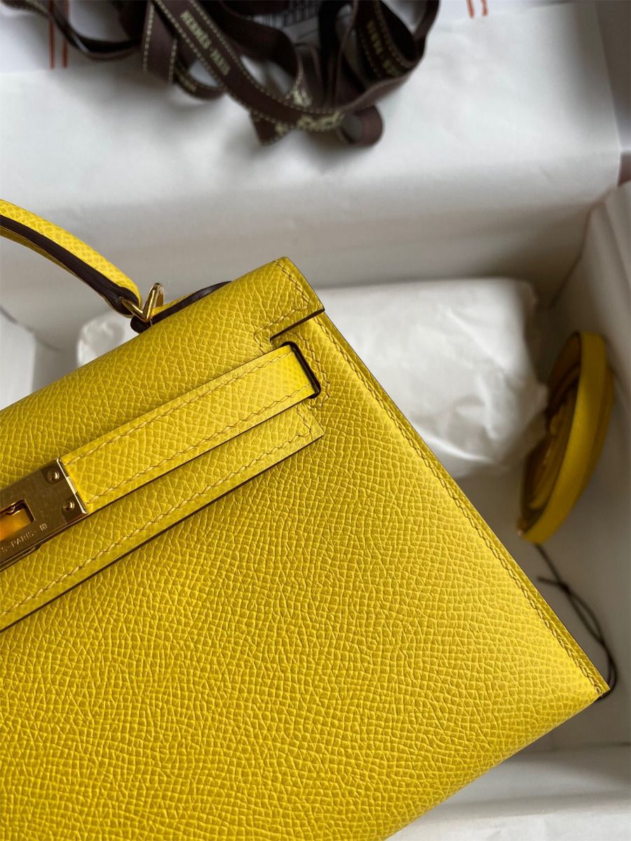 Hermes Kelly Mini II Sellier Handmade Bag In Jaune de Naples Epsom Calfskin - Image 5