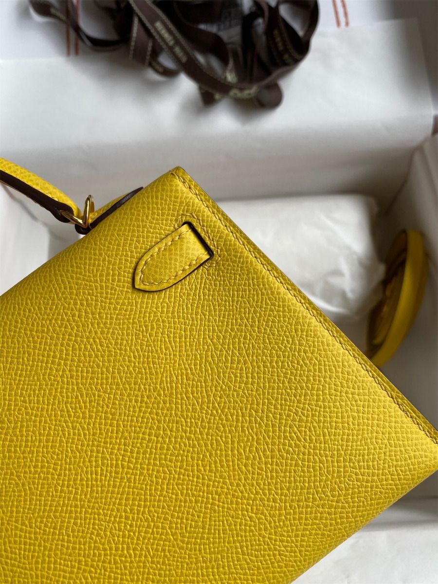 Hermes Kelly Mini II Sellier Handmade Bag In Jaune de Naples Epsom Calfskin - Image 6