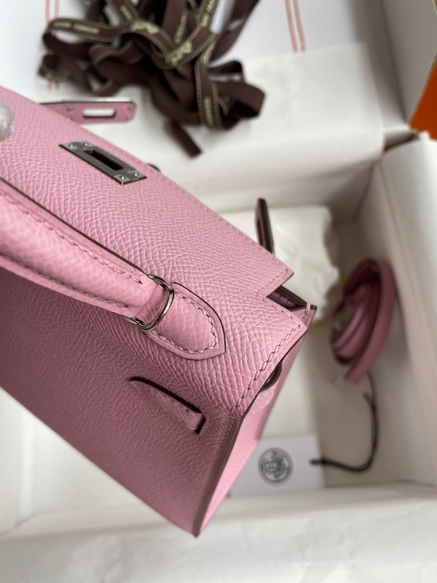 Hermes Kelly Mini II Sellier Handmade Bag In Mauve Sylvestre Epsom Calfskin - Image 8