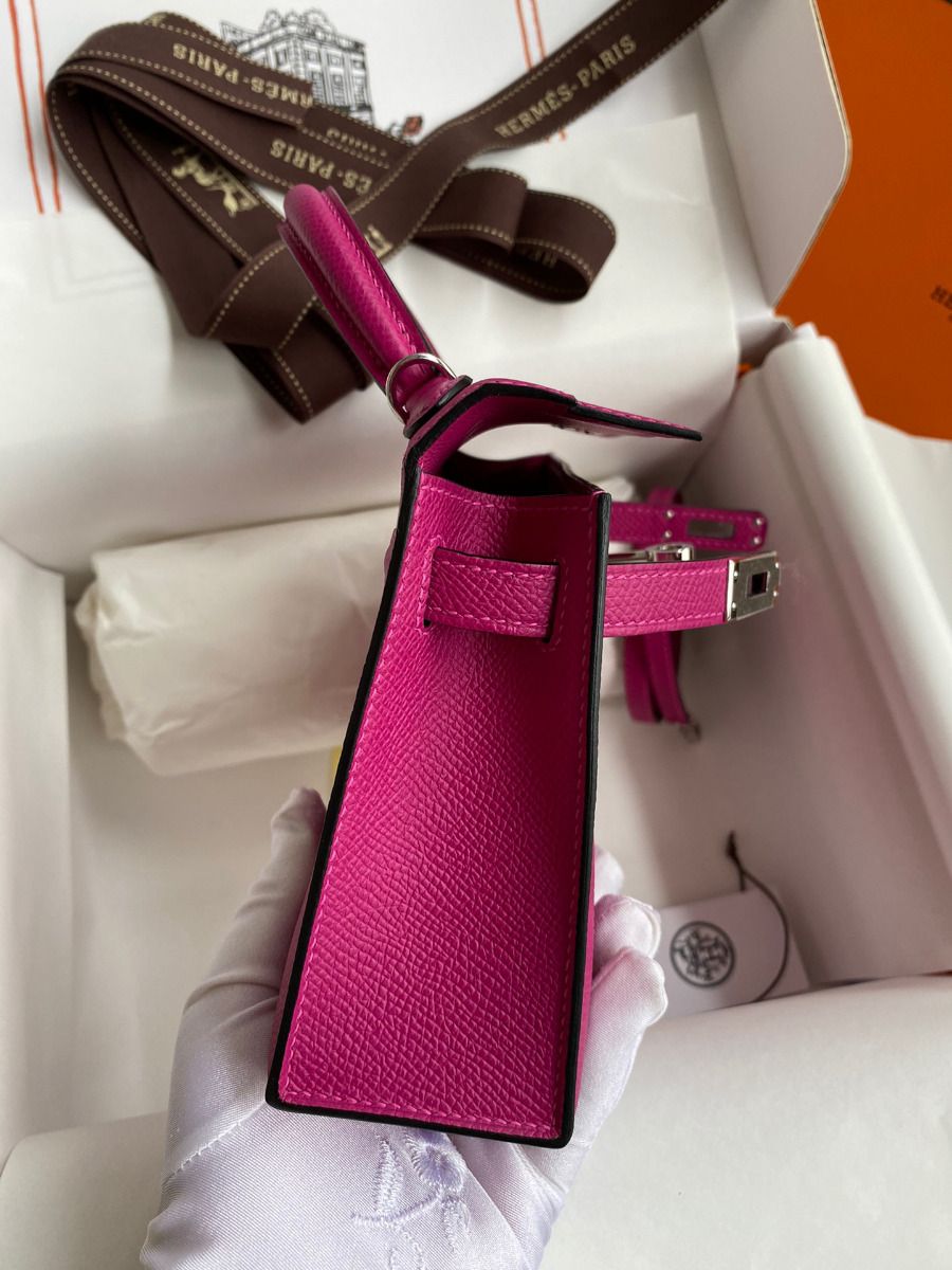 Hermes Kelly Mini II Sellier Handmade Bag In Rose Purple Epsom Calfskin - Image 7
