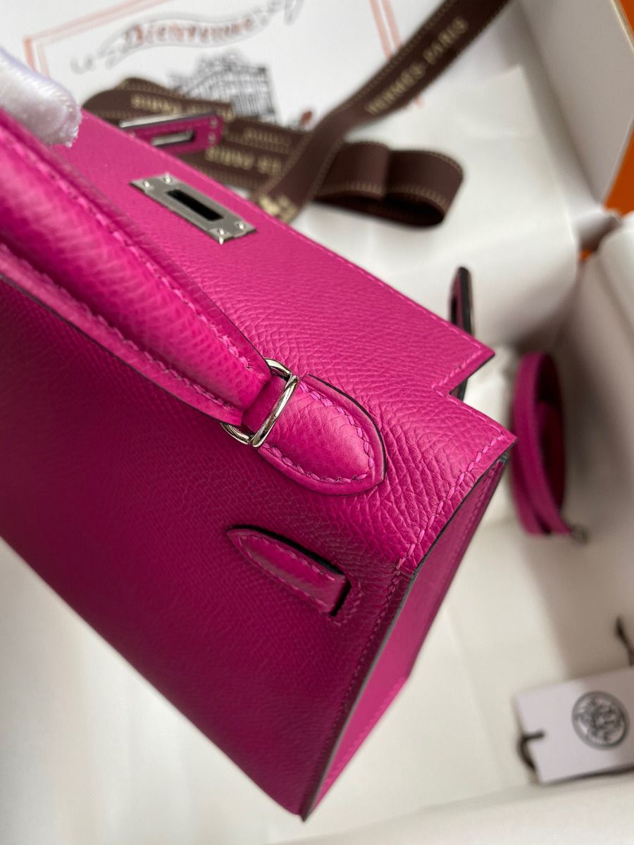 Hermes Kelly Mini II Sellier Handmade Bag In Rose Purple Epsom Calfskin - Image 8