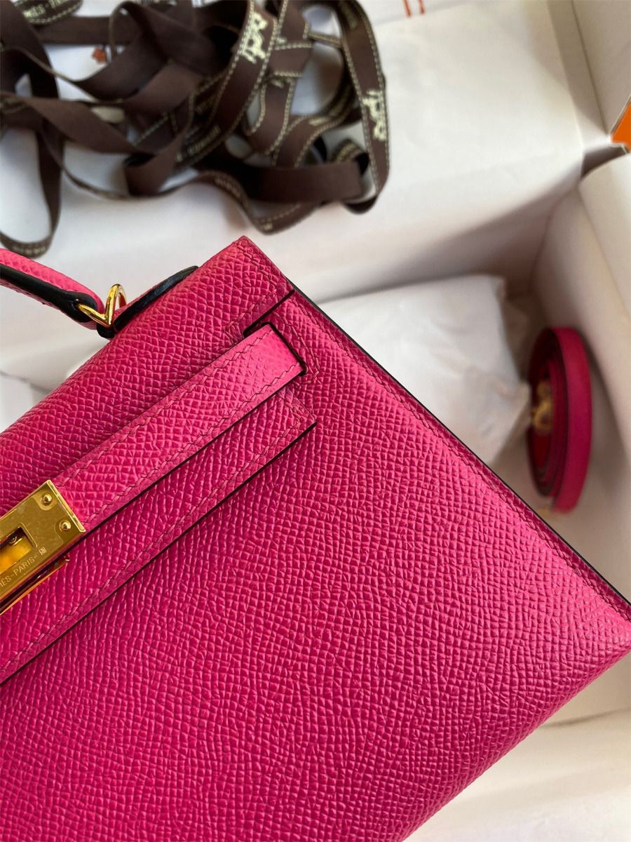 Hermes Kelly Mini II Sellier Handmade Bag In Rose Red Epsom Calfskin - Image 5