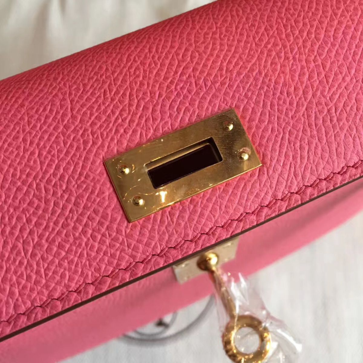 Hermes Kelly Mini II Handmade Bag In Rose Lipstick Epsom Leather - Image 9