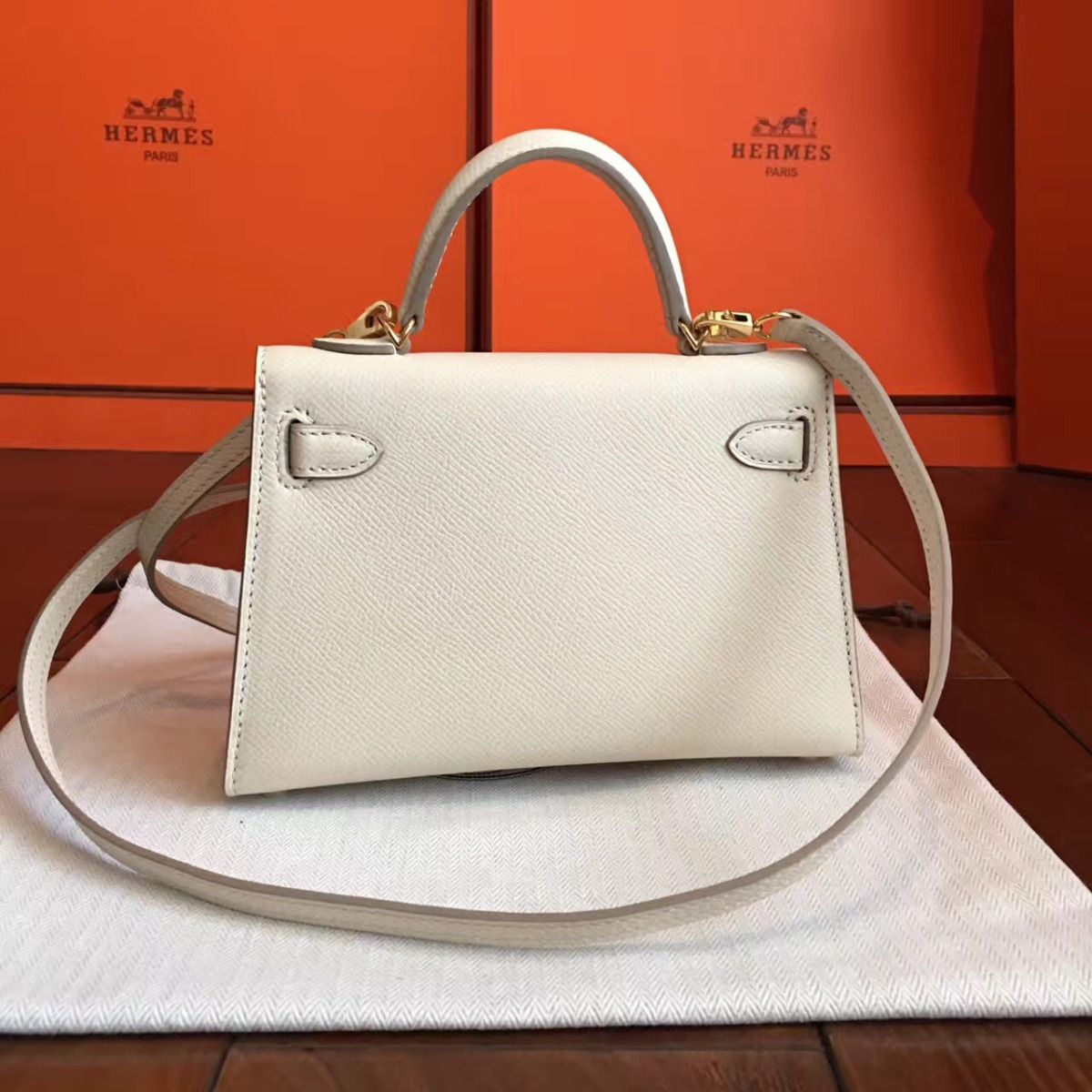Hermes Kelly Mini II Handmade Bag In Beton Epsom Leather - Image 3