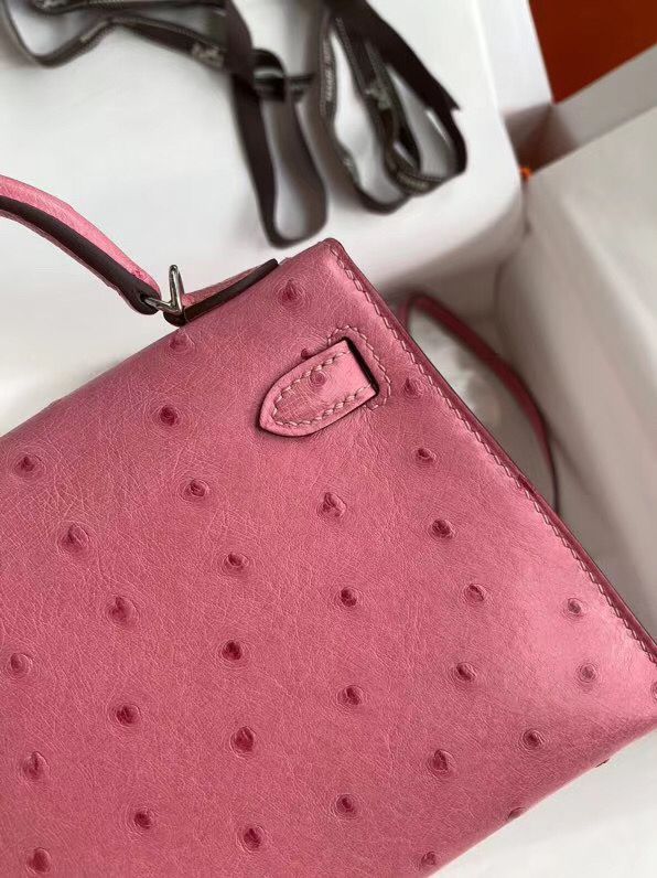 Hermes Kelly Mini II Handmade Bag In Terre Cutie Ostrich Leather - Image 5