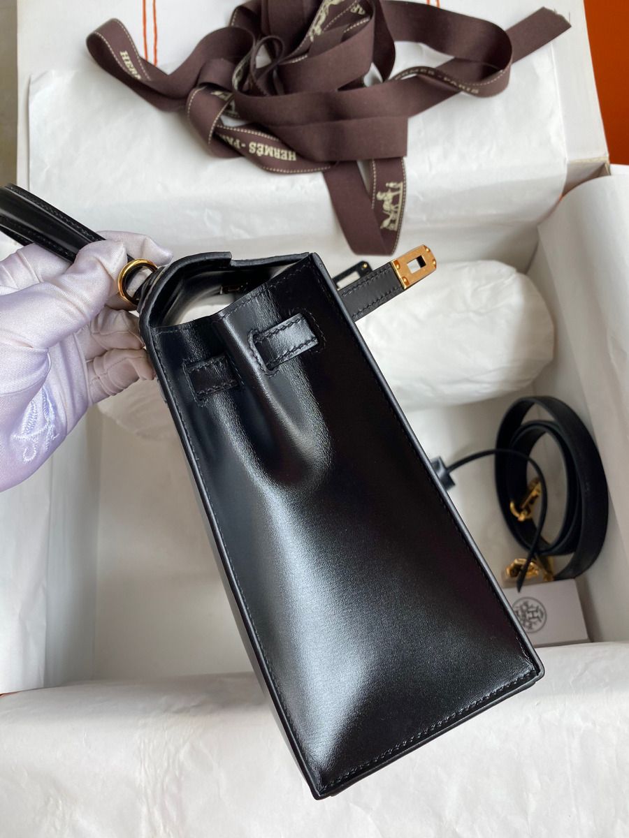 Hermes Kelly Sellier 25 Handmade Bag In Black Box Calfskin - Image 6