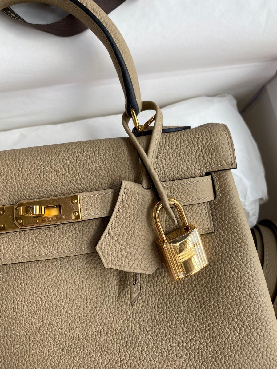 Hermes Kelly Retourne 25 Handmade Bag In Trench Clemence Leather - Image 4