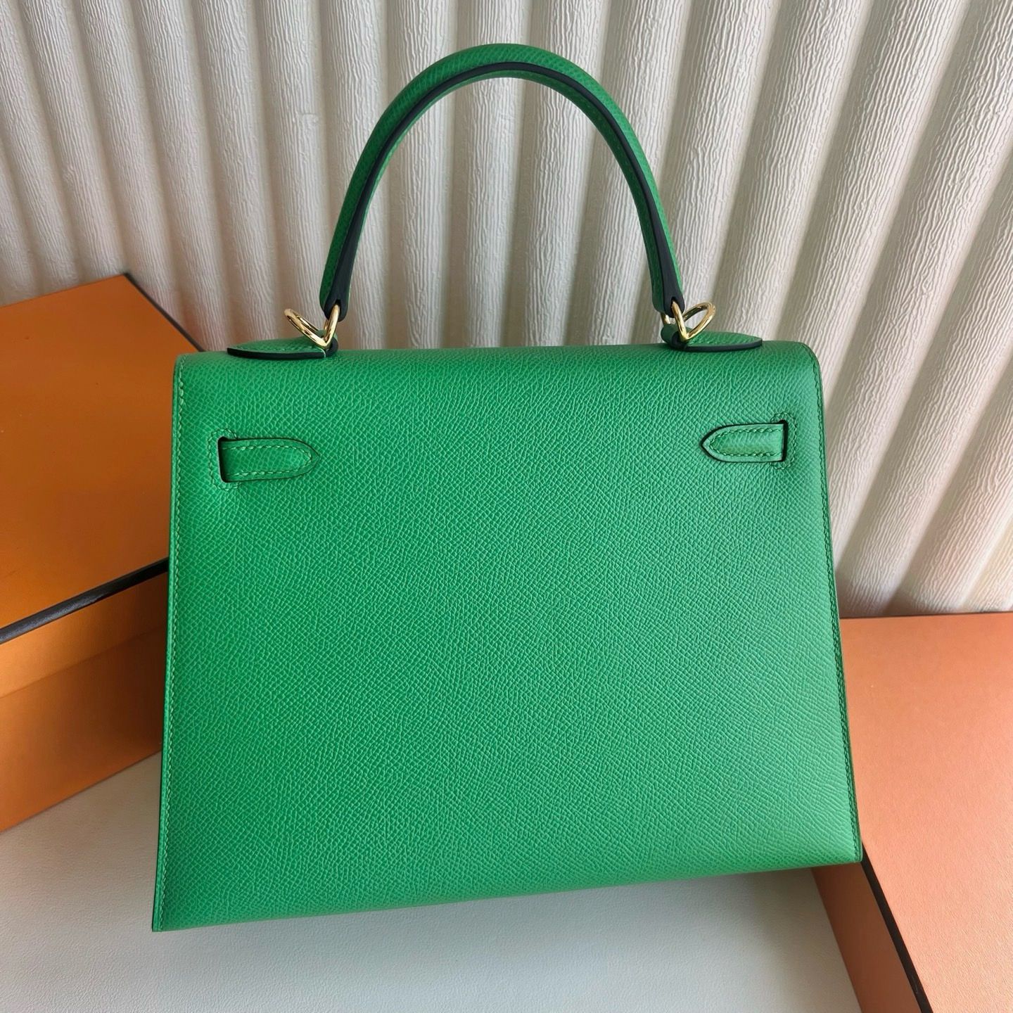 Hermes Kelly Sellier 25 Handmade Bag in Cactus Epsom Calfskin - Image 5