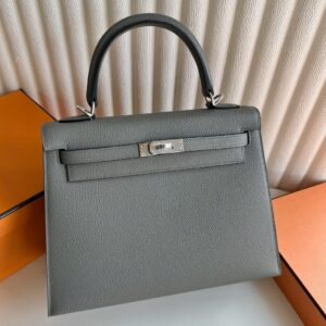 Hermes Kelly Sellier 25 Handmade Bag in Gris Meyer Epsom Calfskin