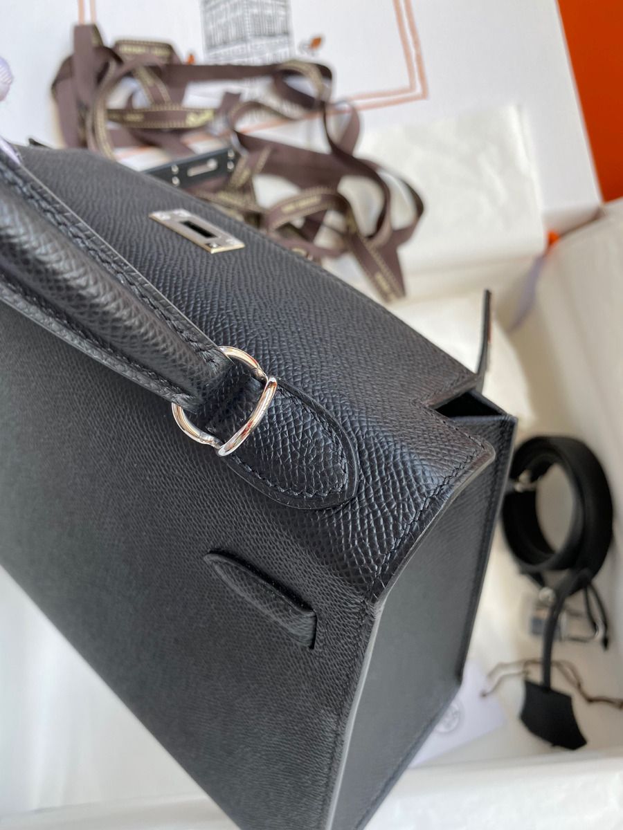 Hermes Kelly Sellier 25 Handmade Bag In Black Epsom Calfskin - Image 7