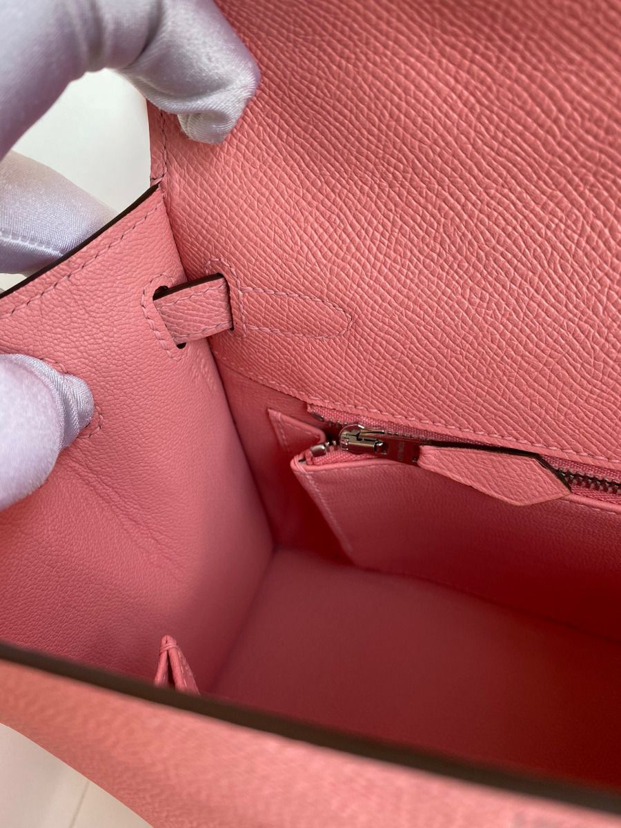 Hermes Kelly Sellier 25 Handmade Bag In Rose Confetti Epsom Calfskin - Image 3