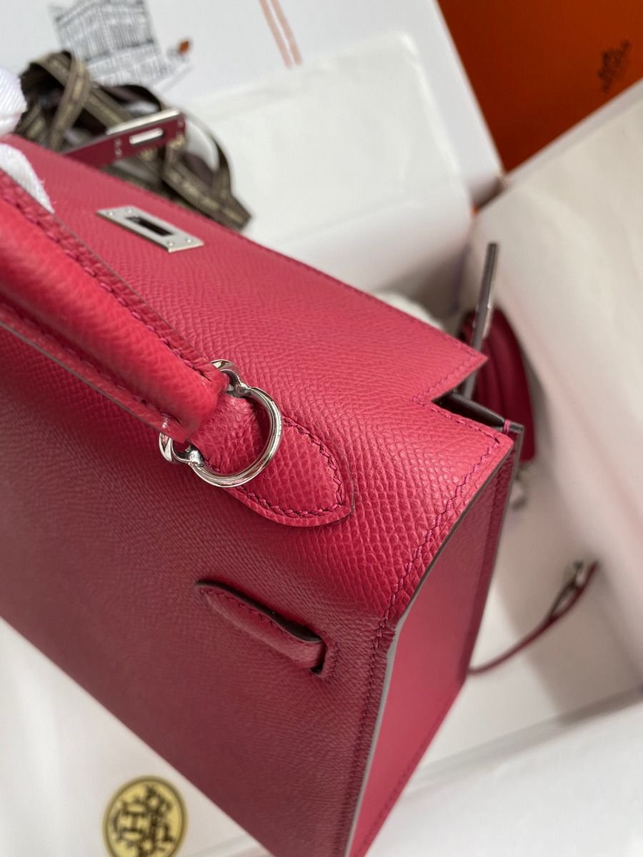 Hermes Kelly Sellier 25 Handmade Bag In Ruby Epsom Calfskin - Image 7