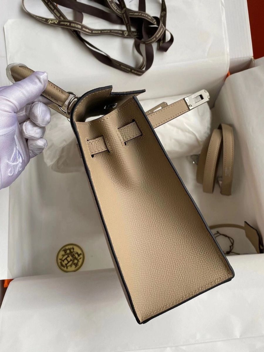Hermes Kelly Sellier 25 Handmade Bag In Trench Epsom Calfskin - Image 6