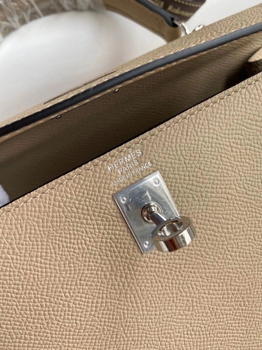 Hermes Kelly Sellier 25 Handmade Bag In Trench Epsom Calfskin - Image 8