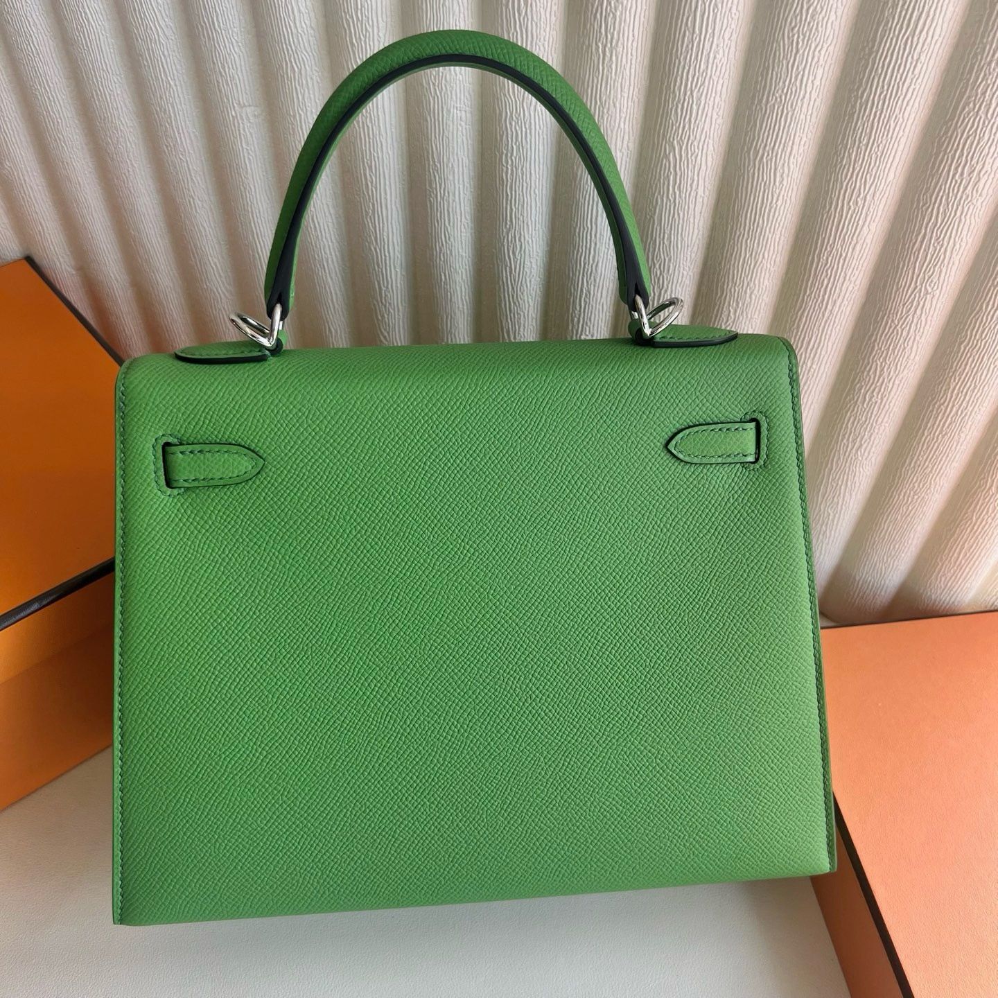 Hermes Kelly Sellier 25 Handmade Bag in Vert Yucca Epsom Calfskin - Image 5