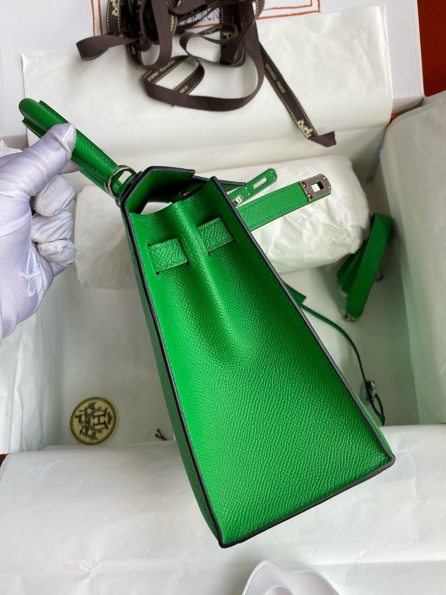 Hermes Kelly Sellier 28 Handmade Bag In Bamboo Epsom Calfskin - Image 5