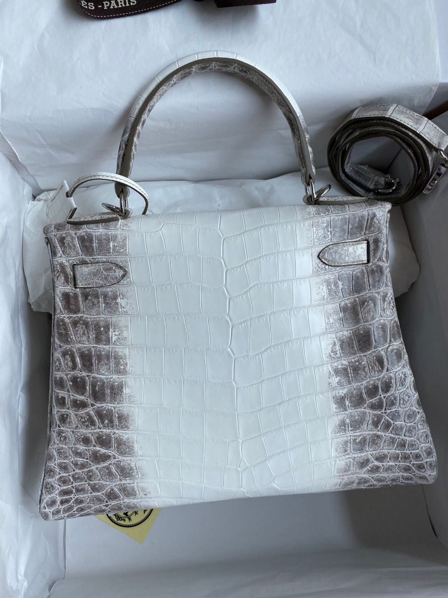 Hermes Kelly Retourne 28 Handmade Bag In Himalaya Crocodile Niloticus Skin - Image 3