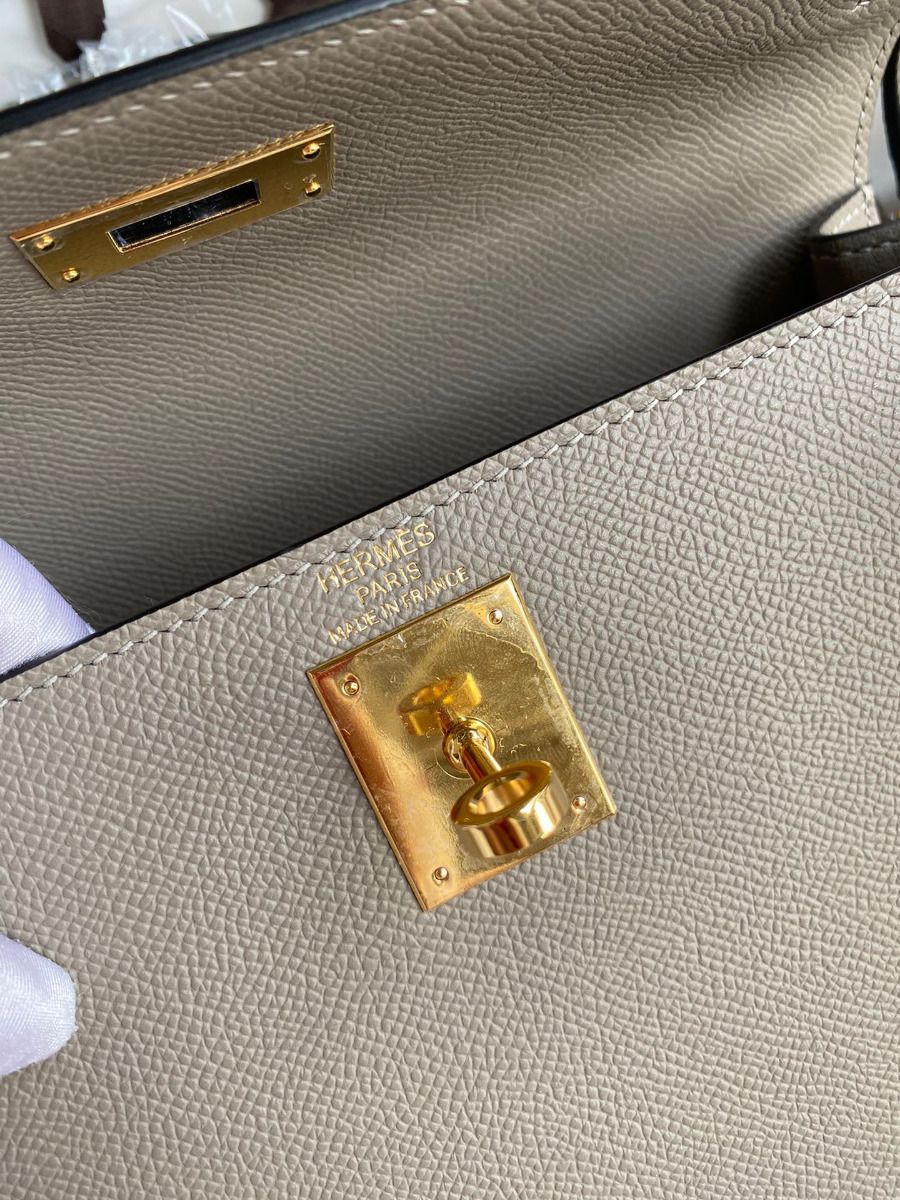 Hermes Kelly Sellier 32 Handmade Bag Gris Asphalt Black Epsom Calfskin - Image 8