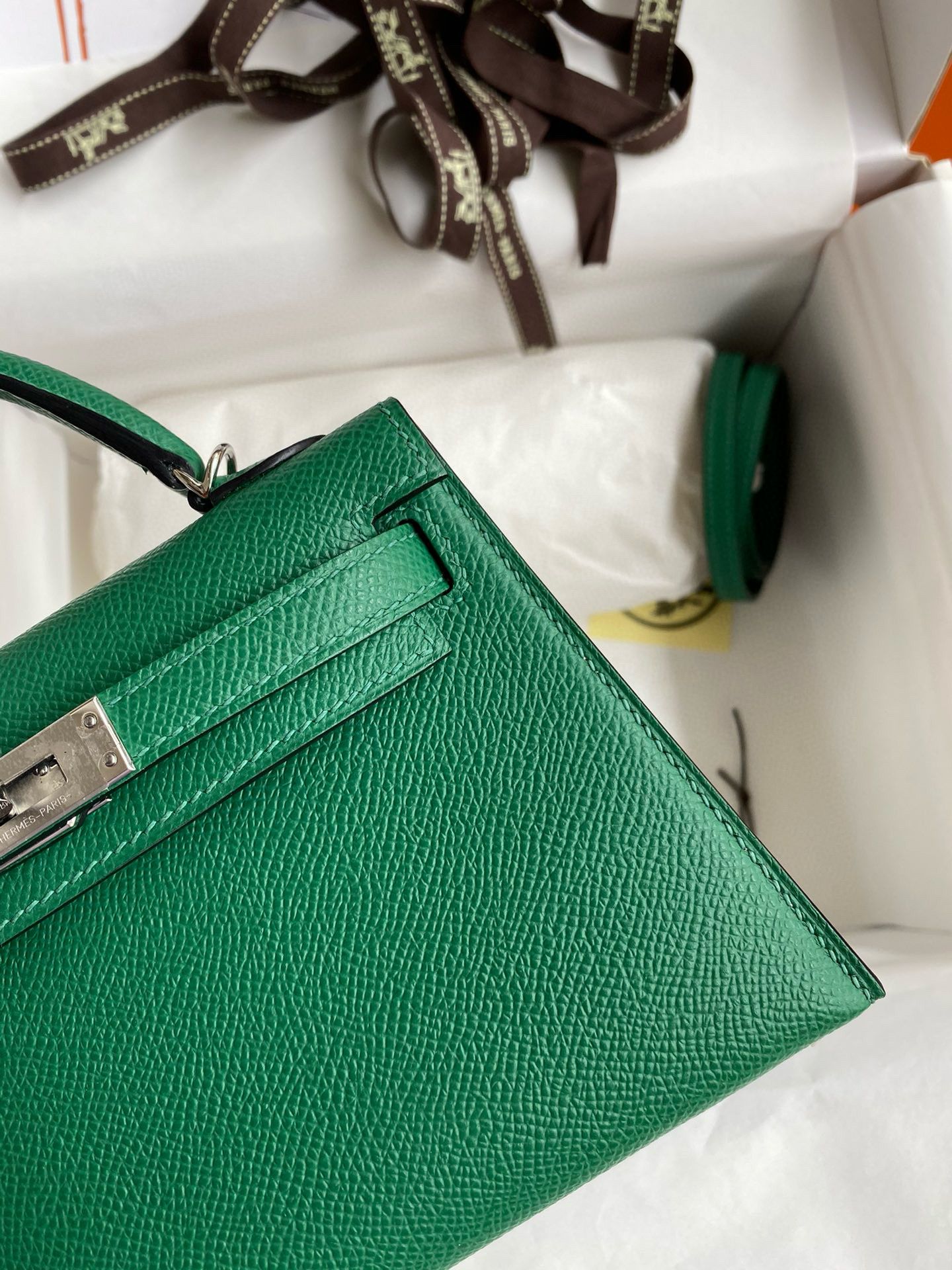 Hermes Kelly Mini II Verso Sellier Handmade Bag in Cactus Epsom Calfskin - Image 8