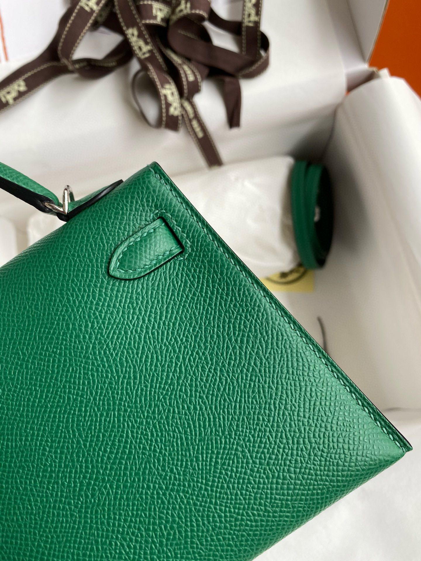 Hermes Kelly Mini II Verso Sellier Handmade Bag in Cactus Epsom Calfskin - Image 3