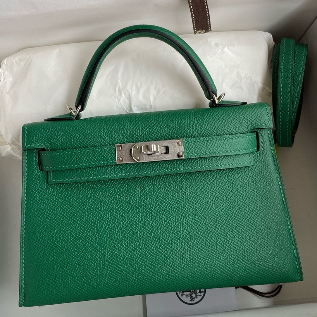 Hermes Kelly Mini II Verso Sellier Handmade Bag in Cactus Epsom Calfskin - Image 6
