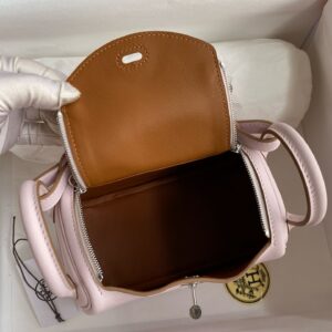 Hermes Mini Lindy Verso Bag in Mauve Pale Swift Calfskin