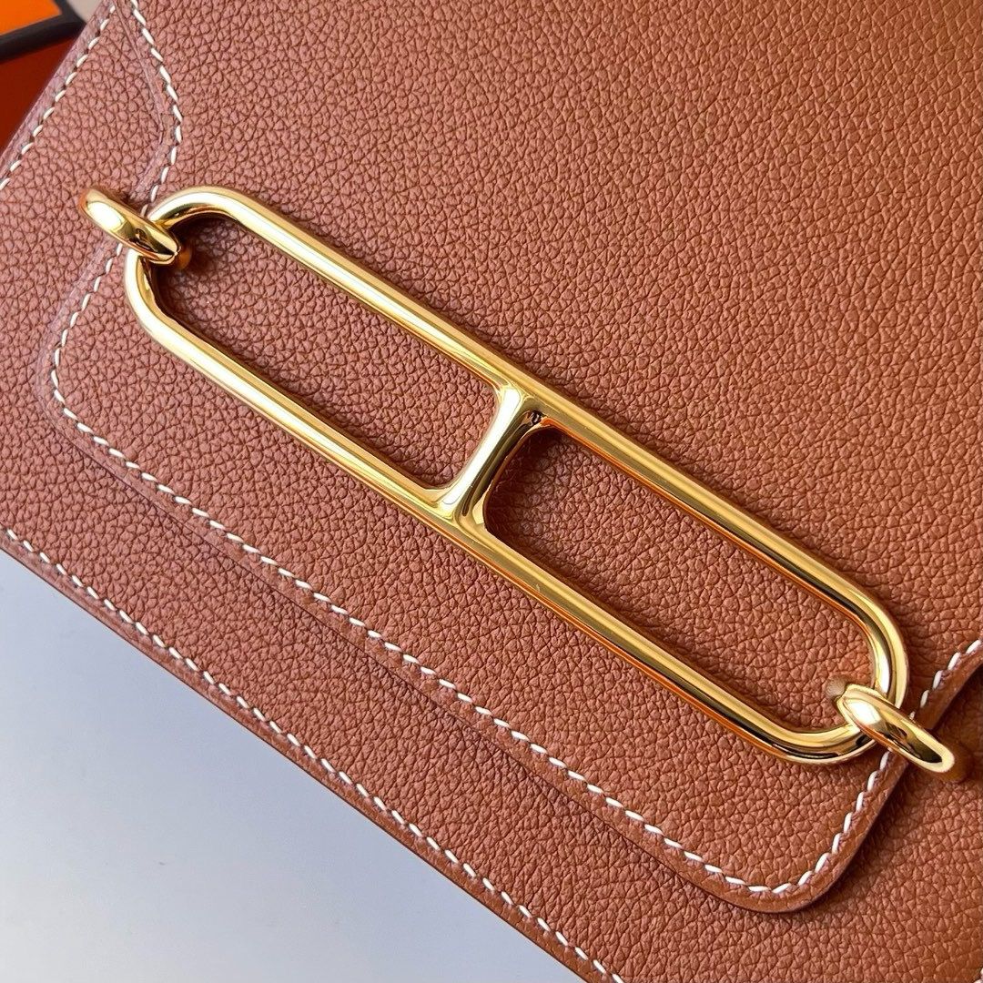 Hermes Roulis Mini 18 Bag in Gold Evercolor Calfskin - Image 4