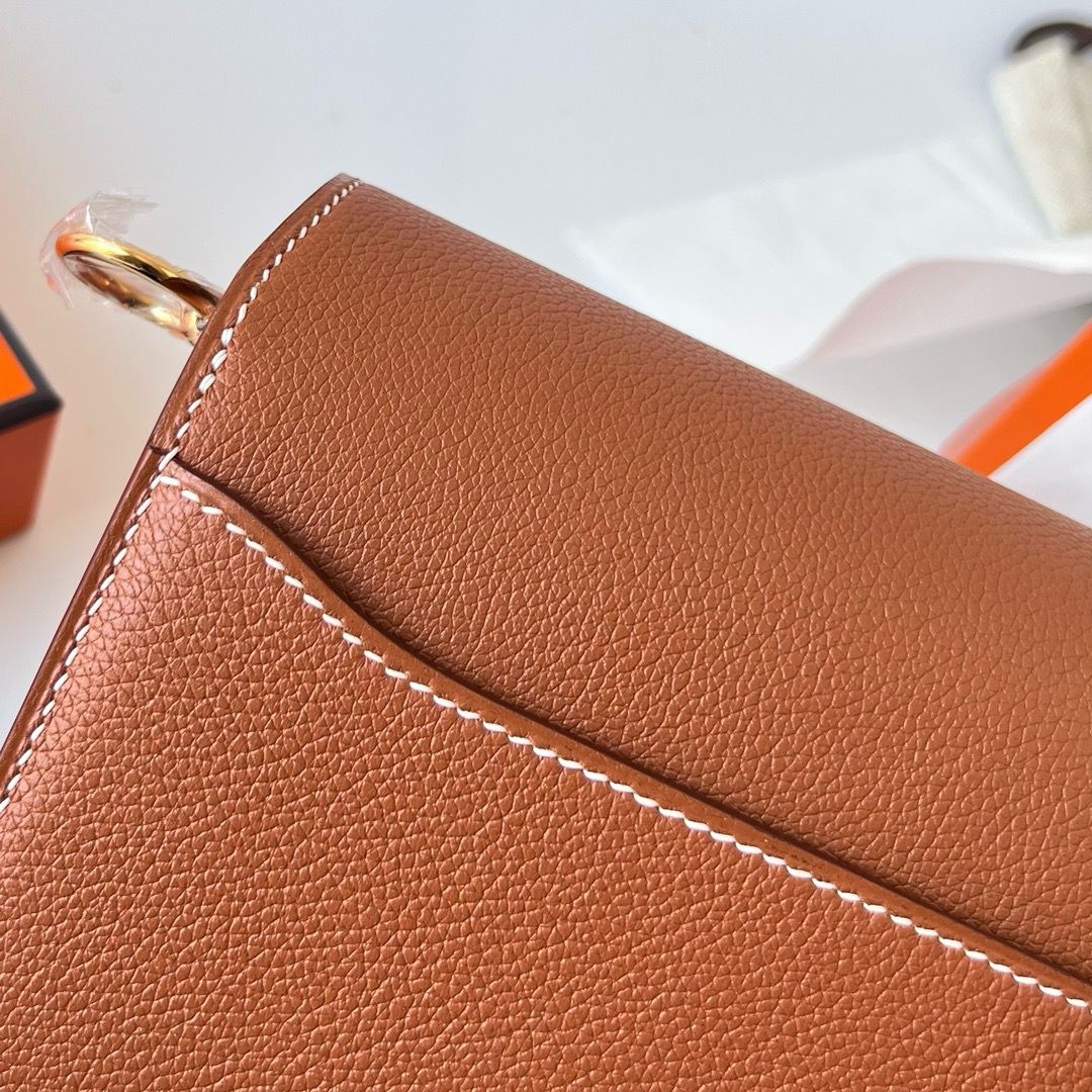 Hermes Roulis Mini 18 Bag in Gold Evercolor Calfskin - Image 7