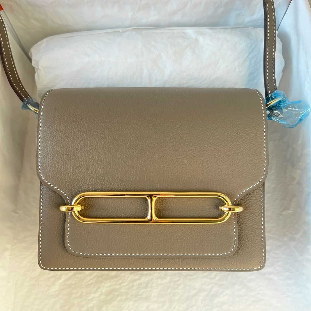 Hermes Roulis Mini 18 Bag in Taupe Evercolor Calfskin - Image 10