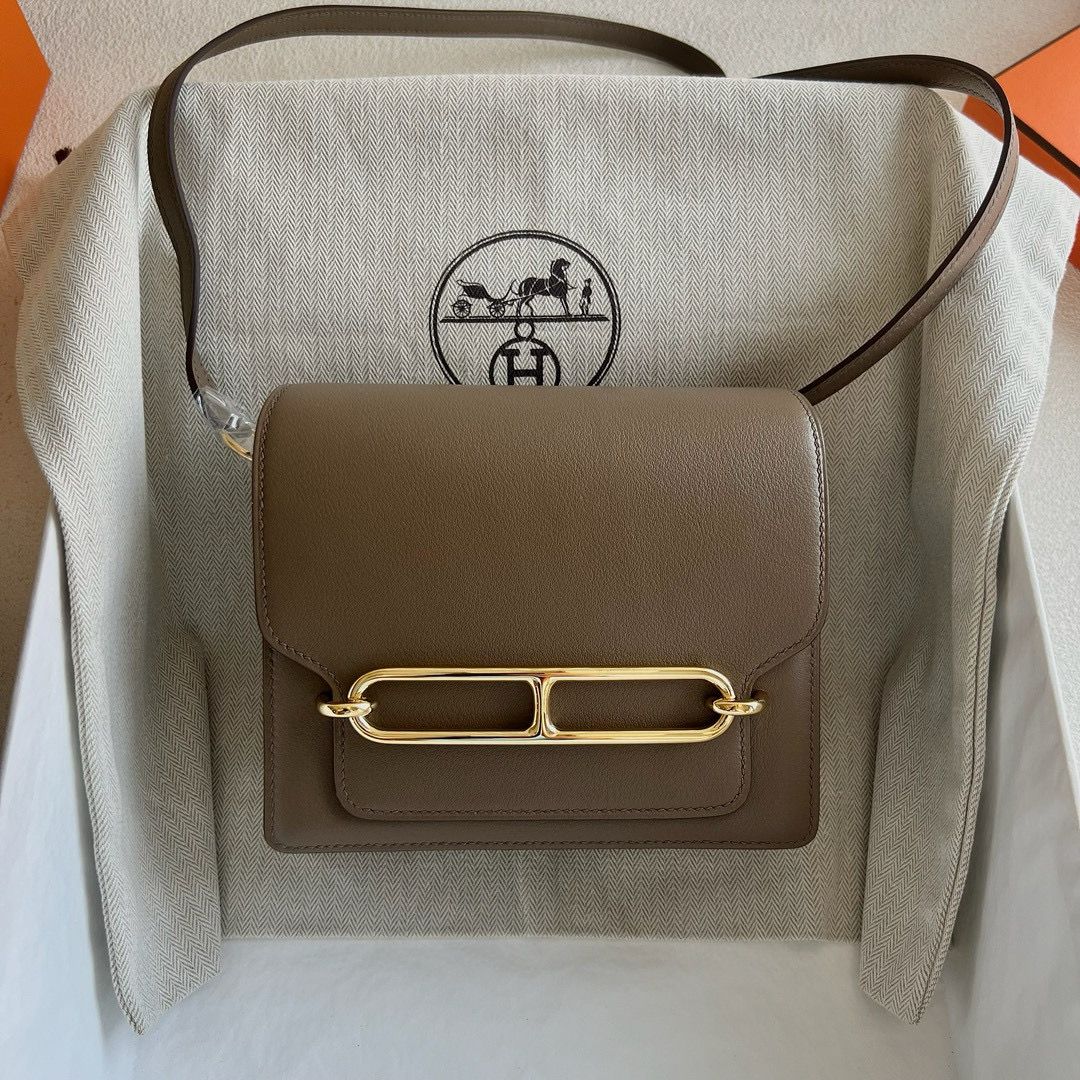 Hermes Roulis Mini 18 Bag in Taupe Swift Calfskin - Image 10