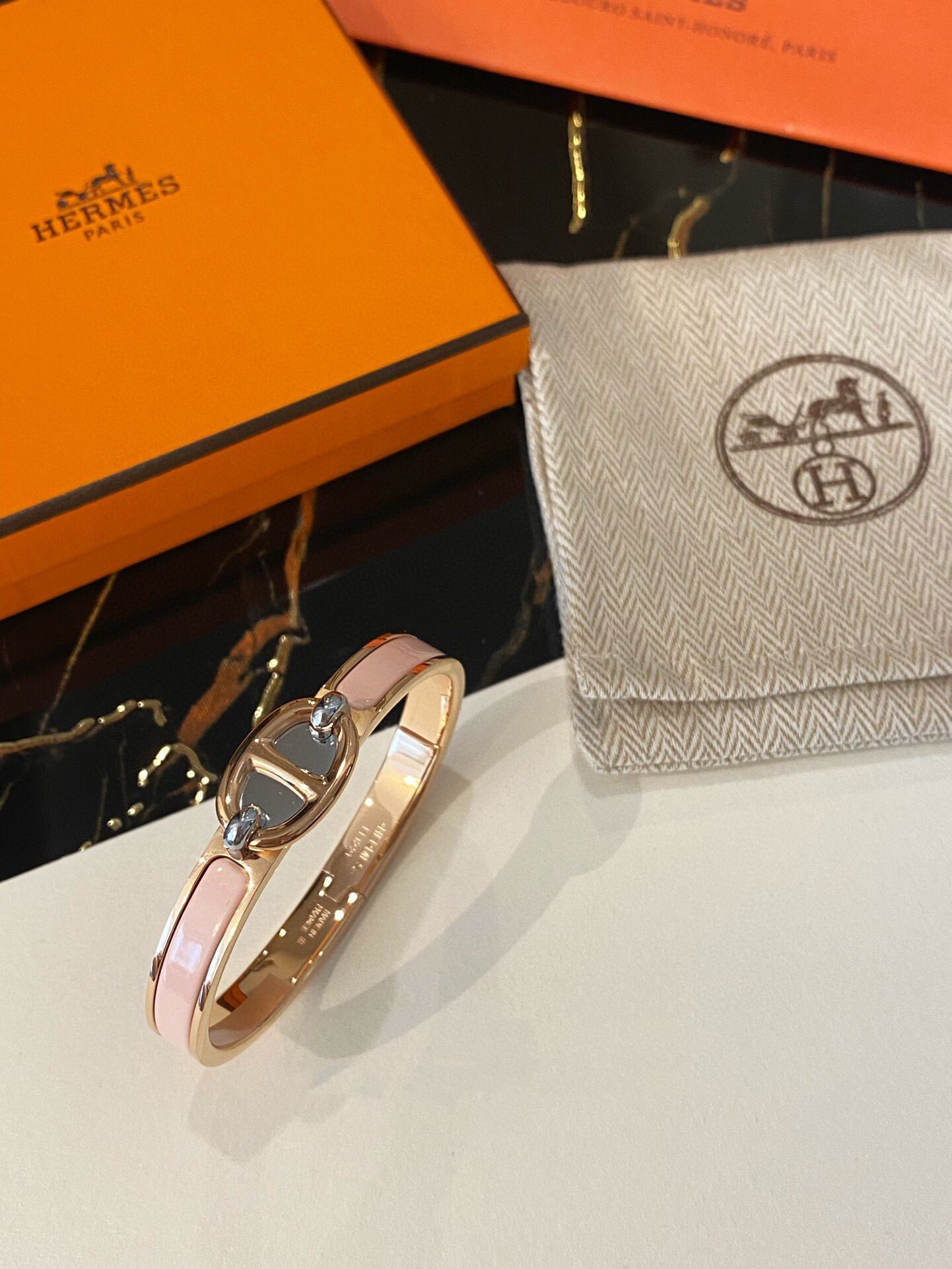 Hermes Pink Mini Clic Chaine d'Ancre Bracelet - Image 4